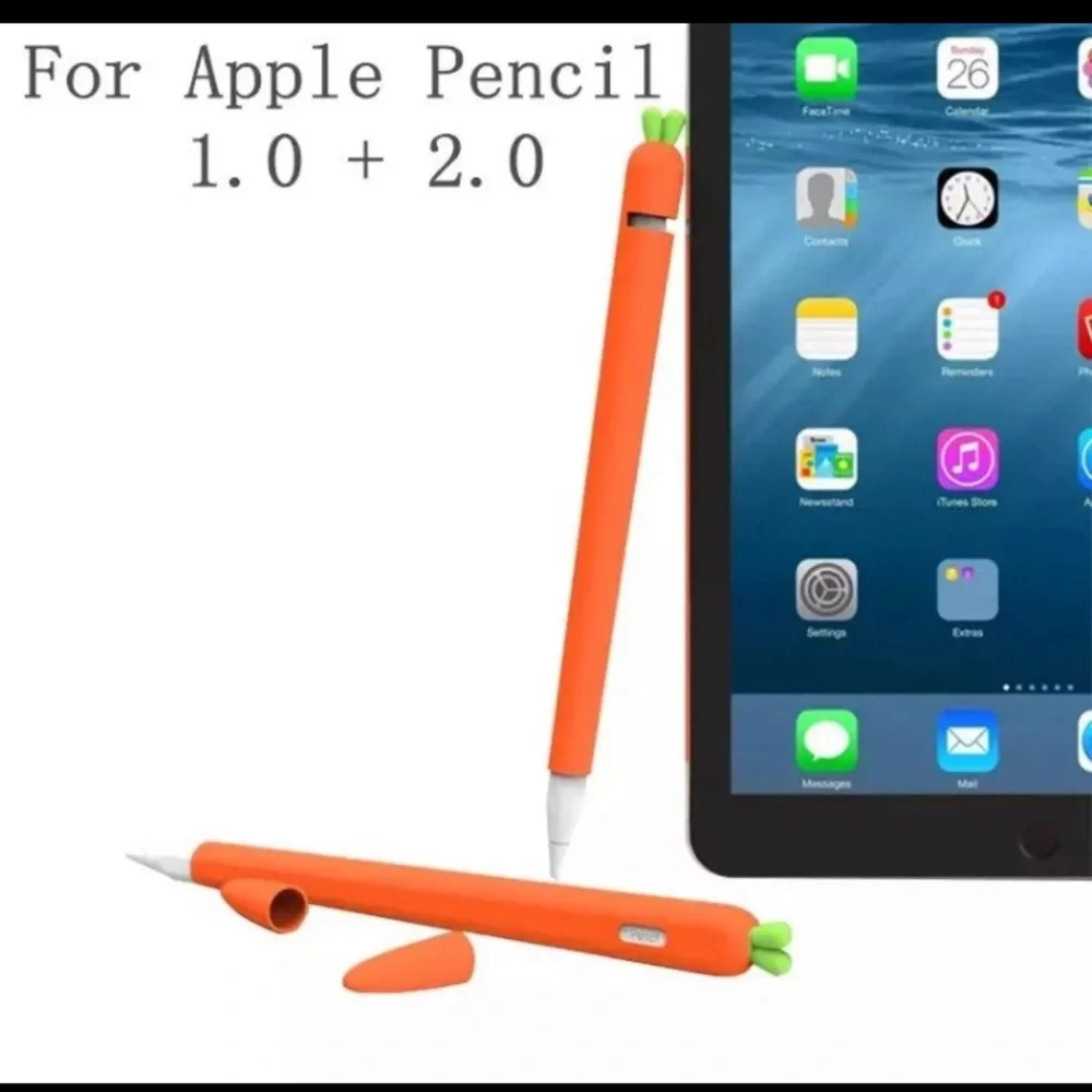 Cute Carrot Silicone Pen Cover For Apple iPad Pencil 1 2 Case